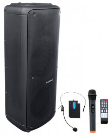WA 480RC partybox, speaker system with hand and headset wireless microphone