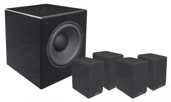 SD 402 + SUB 1201A set of black speakers and subwoofer