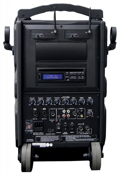 WA 450RC speaker system with hand and headset wireless microphone